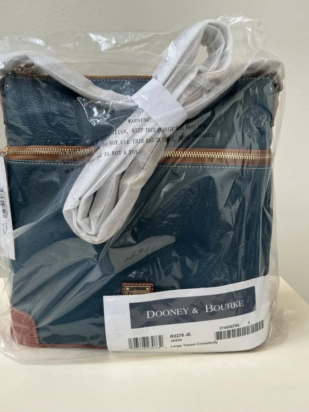 Dooney & Bourke Pebble Grain Large Tassel Crossbody Shoulder Bag - Picture 3 of 6